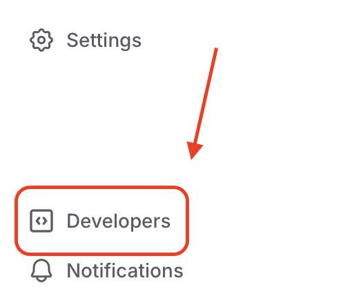 ElevenLabs sidebar with Developers option highlighted